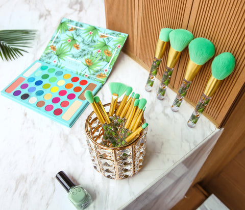 Tropical Collection I - Tropical 14 piece Makeup Brush Set & Tropical 34 Color Eye Shadow Palette - DOCOLOR OFFICIAL